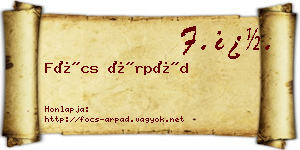 Föcs Árpád névjegykártya